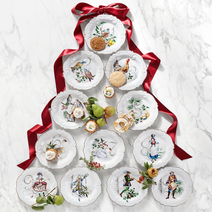 12 Days of Christmas Embossed Plates Set | Williams Sonoma