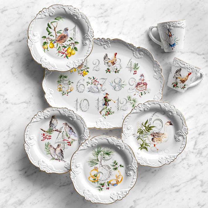 12 Days of Christmas Embossed Plates Set | Williams Sonoma