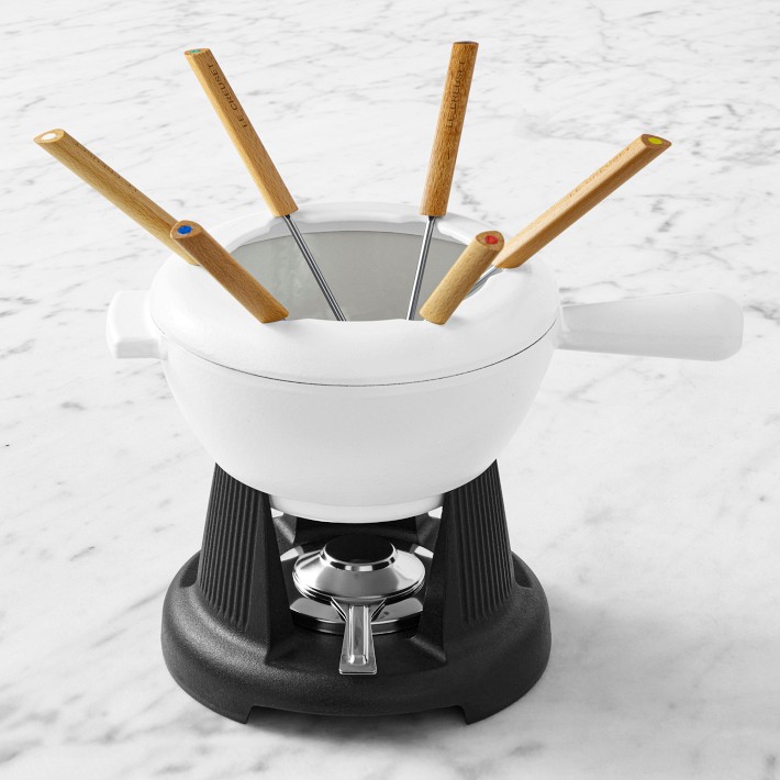 Le Creuset Enameled Cast Iron Fondue Pot, 2.5-Qt, White/Matte White