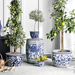 Blue &amp; White Ceramic Planter Collection