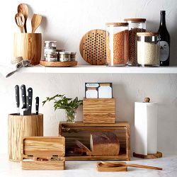 Williams Sonoma Olivewood &amp; Glass Canister