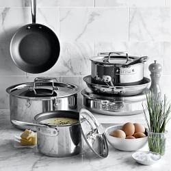 All-Clad D5® Polished Stainless-Steel Pro Nonstick 10-Piece Cookware Set
