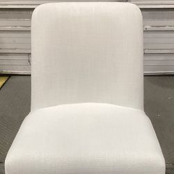 OPEN BOX: Bradley Curved Back Side Chair, Standard Cushion, Milano Leather Gray, Antique Brass