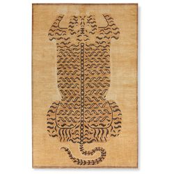 Hand Knotted Tibetan Tiger Rug, 6x9', Gold