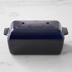 Emile Henry French Ceramic Covered Bread Loaf, Navy