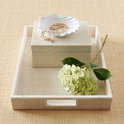 AERIN x Williams Sonoma Home White Raffia and Shell Tray