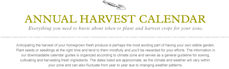 Annual Harvest Calendar