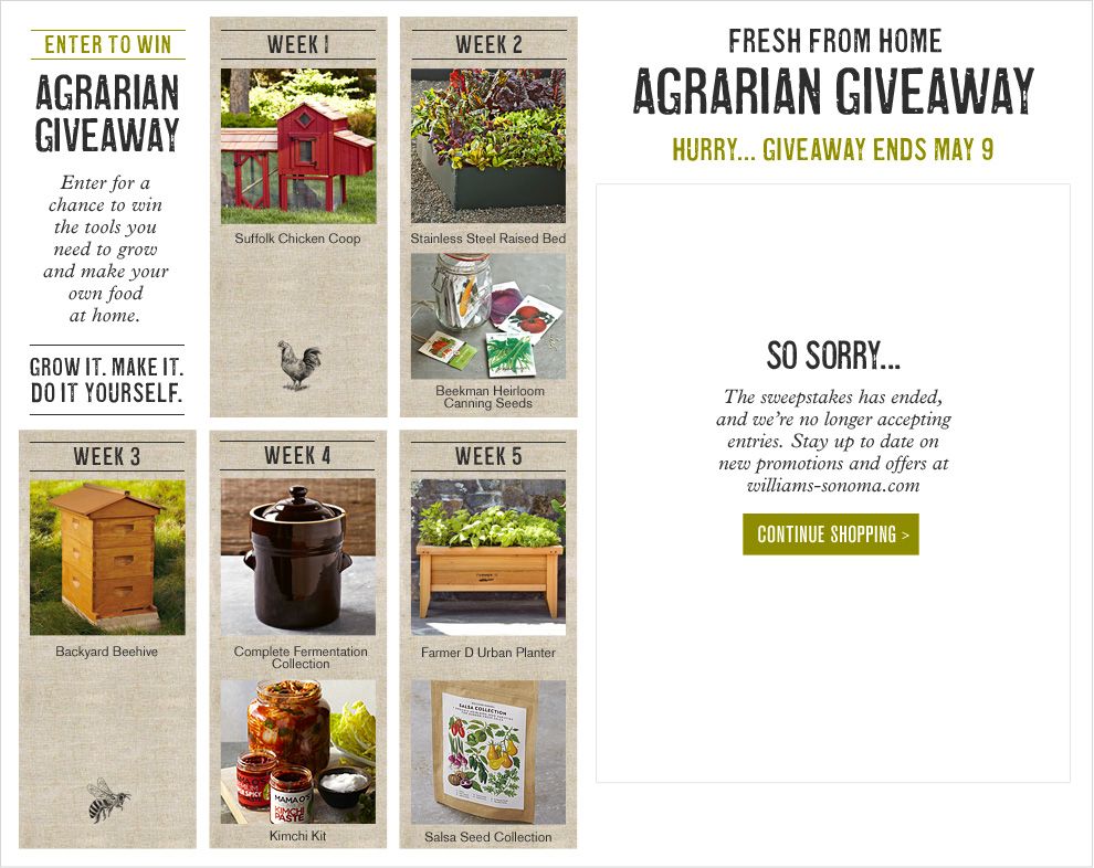 Agrarian Giveaway - Sweepstakes Ended